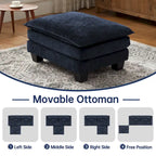 Divano Sezionale Modulare, Comodo Divano Sezionale Cloud con Pouf, Divano Letto a Seduta Profonda per Soggiorno