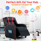 Poltrona Reclinabile Ergonomica Gymax per Bambini in Pelle con Poggiapiedi