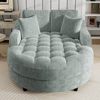 Divano Letto Chaise Longue in ciniglia, Divano Imbottito con Schienale Trapuntato e 2 Cuscini Rimovibili per Soggiorno