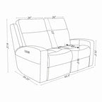 Divanetto Reclinabile Elettrico in Vera Pelle, Divanetto Reclinabile Elettrico con Contenitore, Porta di Ricarica USB per Soggiorno