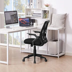 Javlergo Sedia da Ufficio Girevole a Schienale Medio con Supporto Lombare, Sedia da Scrivania Ergonomica da Computer in Rete con Braccioli