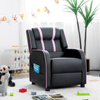 Poltrona Reclinabile Ergonomica Gymax per Bambini in Pelle con Poggiapiedi