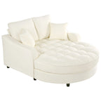 Divano Letto Chaise Longue in ciniglia, Divano Imbottito con Schienale Trapuntato e 2 Cuscini Rimovibili per Soggiorno