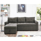 Divano componibile convertibile reversibile con letto estraibile, chaise longue con contenitore nascosto e gambe durevoli