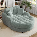 Divano Letto Chaise Longue in ciniglia, Divano Imbottito con Schienale Trapuntato e 2 Cuscini Rimovibili per Soggiorno