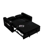 Divano Letto Estraibile 54", Divano Reclinabile 2 Posti con Contenitore, Cuscino Lombare, Presa USB