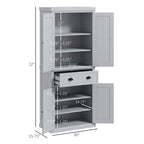 Armadio dispensa da cucina da 72 pollici, mobile tradizionale autoportante con 4 ante e 3 ripiani regolabili, ampio cassetto centrale