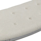 Panca imbottita trapuntata beige con gambe in legno - 55L x 20A