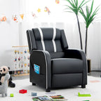Poltrona Reclinabile Ergonomica Gymax per Bambini in Pelle con Poggiapiedi