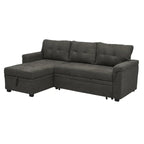 Divano componibile convertibile reversibile con letto estraibile, chaise longue con contenitore nascosto e gambe durevoli