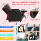 Poltrona Reclinabile Ergonomica Gymax per Bambini in Pelle con Poggiapiedi