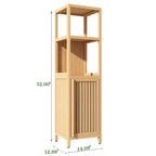 Mobile bagno alto 52 a 1 anta in legno naturale con ripiano a giorno