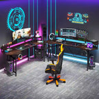 Scrivania da Gaming con Ripiano Monitor, Scrivania per PC Computer da 75 Pollici con Striscia LED