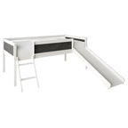 Letto a soppalco basso classico singolo CraftPorch con lavagna, scivolo e scaletta