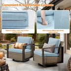 Cozywor Set 2 Sedie a Dondolo da Esterno in Rattan per Patio con Telaio in Metallo e Cuscini